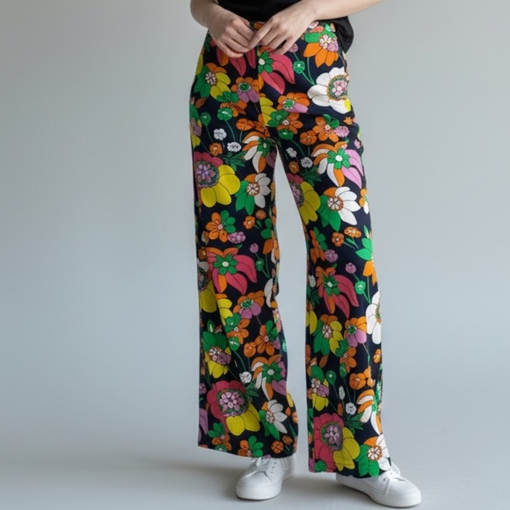 Dodo Bar Or Groovy Colorful Floral Cotton Pants 
Boho Hippie Disco resortwear - Picture 4 of 16